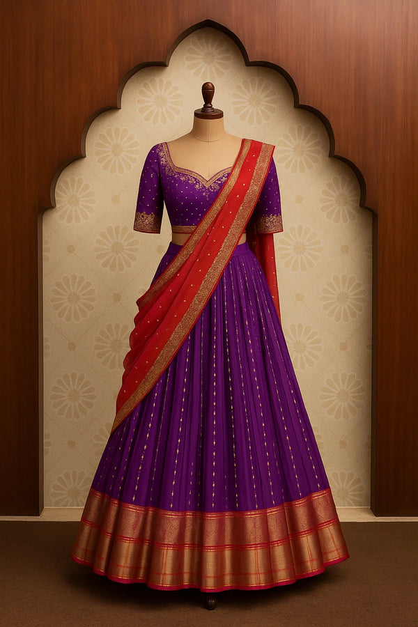 Royal Violet & Scarlet Festive Lehenga Set