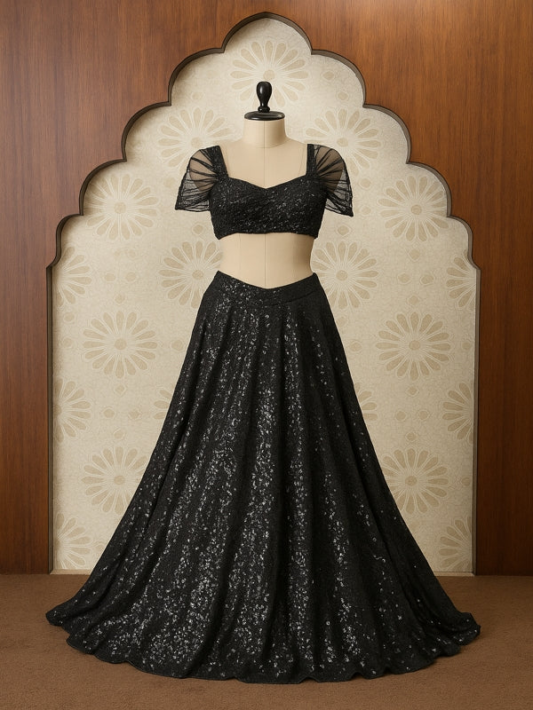 Midnight Sequin Lehenga Ensemble