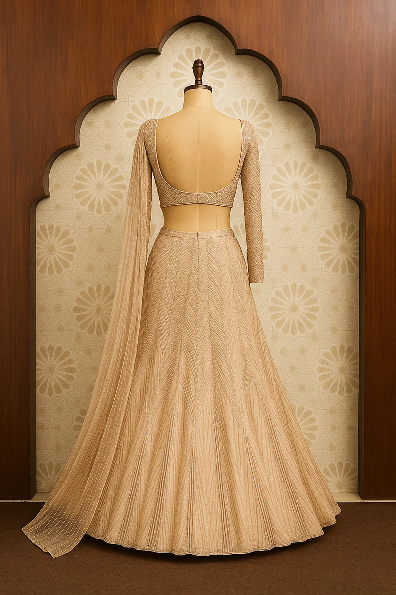 Champagne Gold Sequin Embellished Lehenga Set