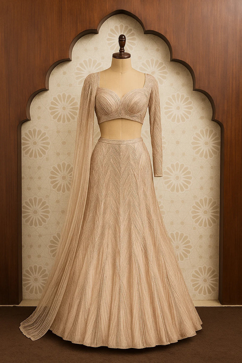 Champagne Gold Sequin Embellished Lehenga Set