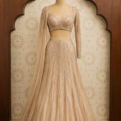 Champagne Gold Sequin Embellished Lehenga Set