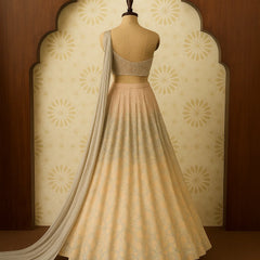Blush Pink & Dusty Mint Floral Embroidered Lehenga Set