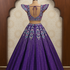Royal Purple Geometric Embroidered Lehenga Set
