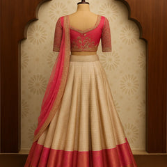 Rose Gold Blush Embroidered Lehenga Set