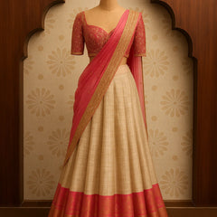 Rose Gold Blush Embroidered Lehenga Set