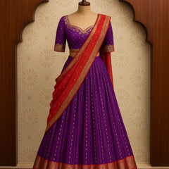 Royal Violet & Scarlet Festive Lehenga Set