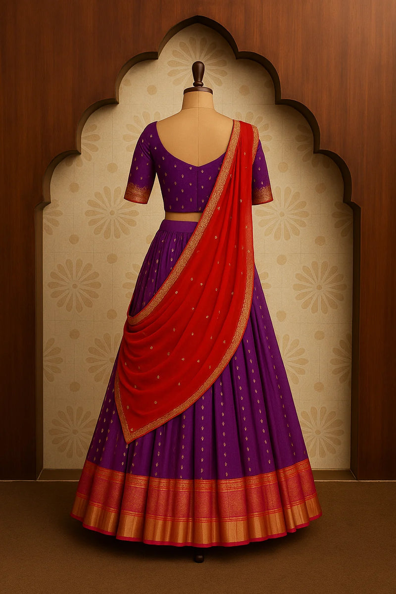 Royal Violet & Scarlet Festive Lehenga Set