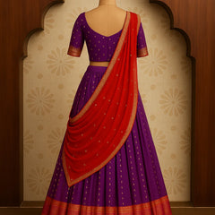 Royal Violet & Scarlet Festive Lehenga Set