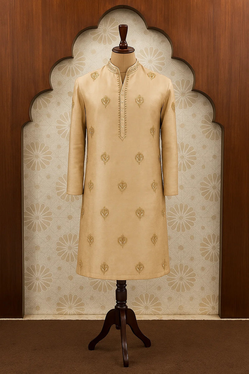 Royal Beige Embroidered Kurta