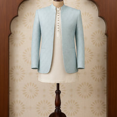 Powder Blue Minimalist Nehru Jacket Set