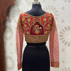 Rose Red Blue Bridal Blouse