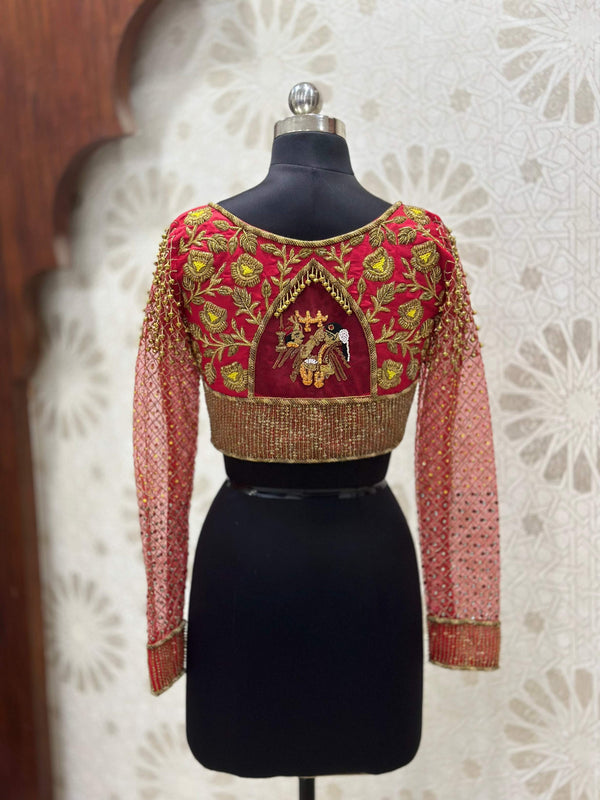 Rose Red Blue Bridal Blouse