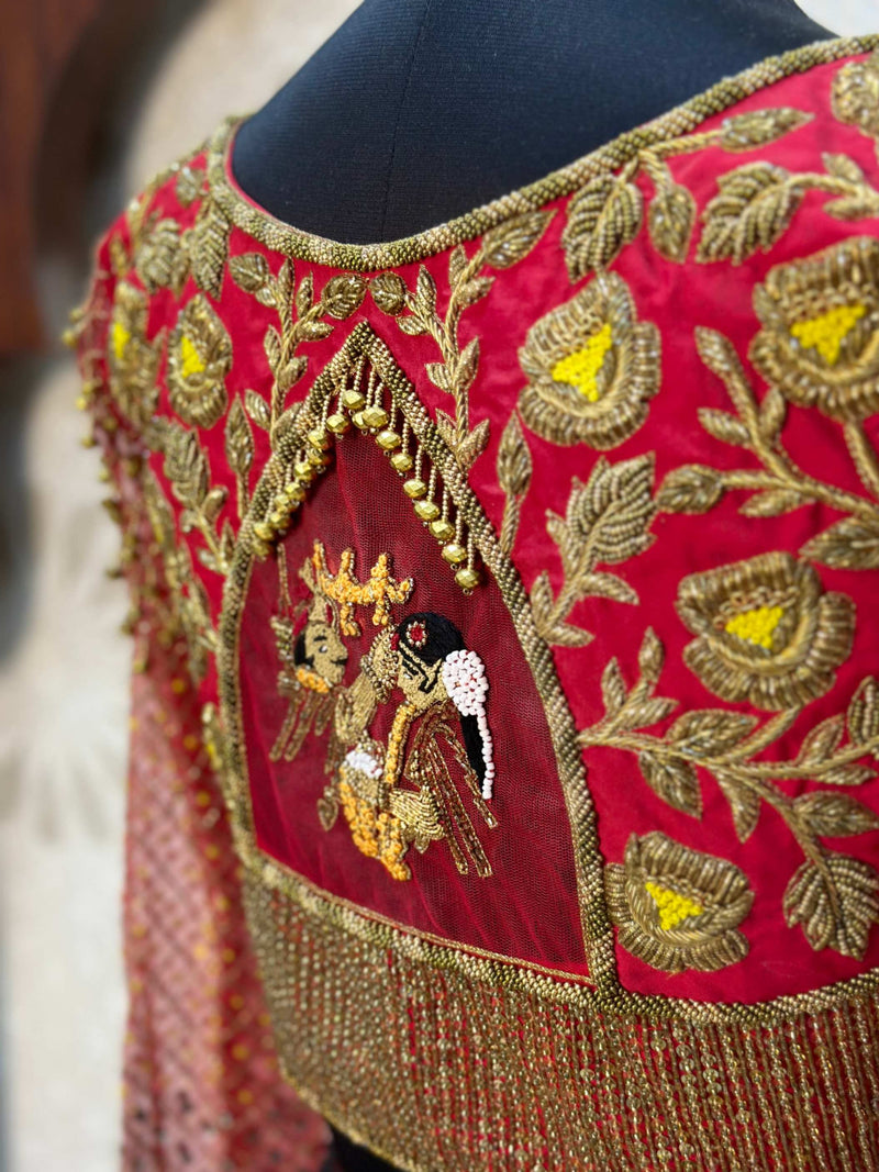 Rose Red Blue Bridal Blouse